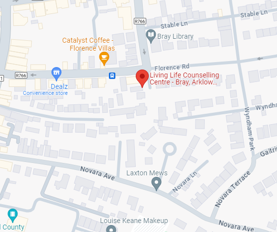 https://www.google.com/maps/place/Living+Life+Counselling+Centre+-+Bray,+Arklow,+South+Dublin/@53.2033273,-6.1089615,17z/data=!3m1!4b1!4m6!3m5!1s0x4867a86f74cd501b:0x4fcce680d949d53d!8m2!3d53.2033241!4d-6.1063866!16s%2Fg%2F1hc2kctnp?entry=ttu